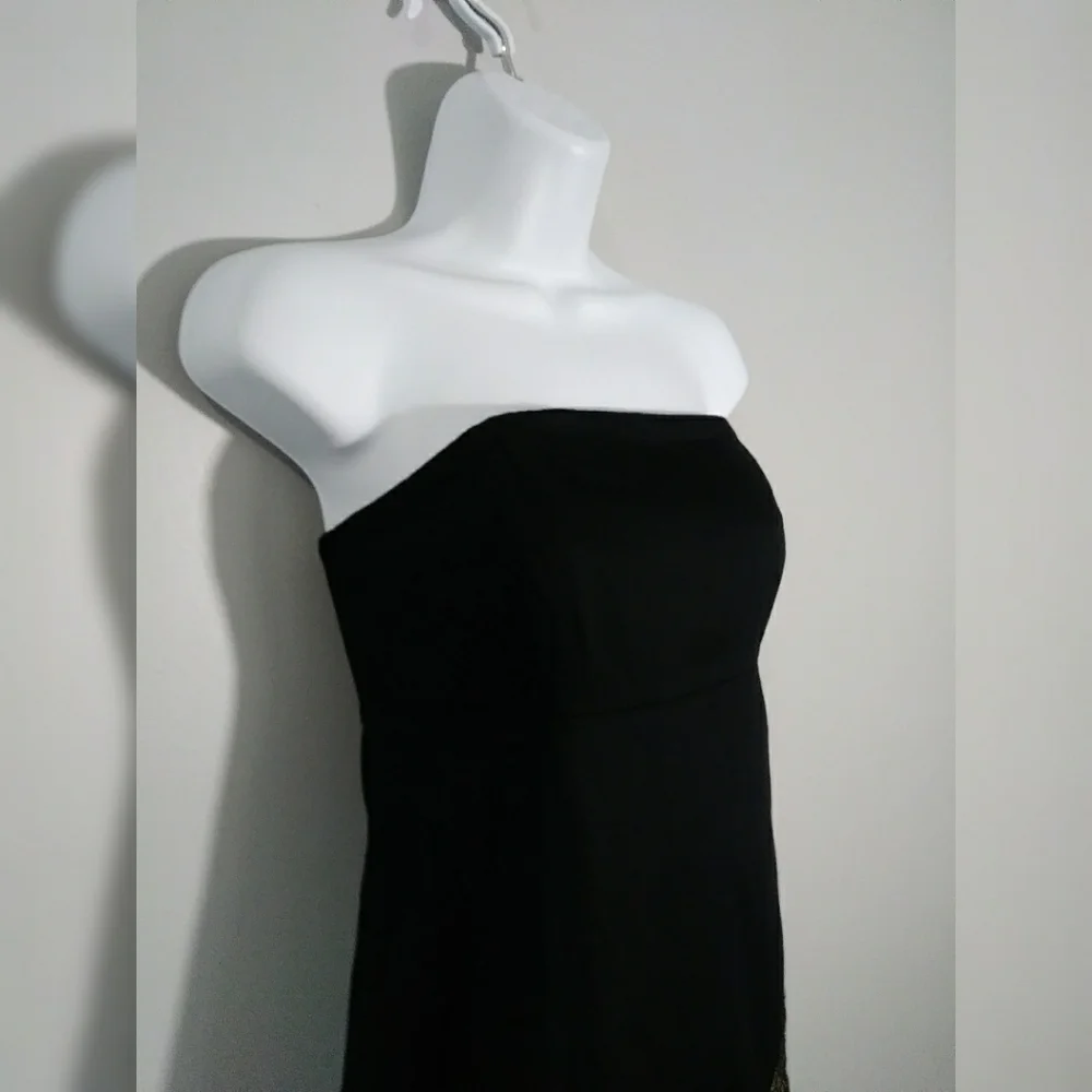 EUC Lilly Pulitzer Black Strapless Dress with Gold Floral Embroidery - Picture 7 of 8